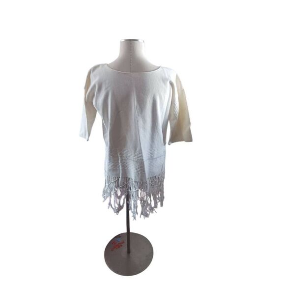 Cotton Fringed cruise beach cover up women's medium - Picture 2 of 4